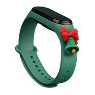 Strap Xmas for Xiaomi Mi Band 3 / 4 Christmas Silicone Strap Bracelet with Bell - Dark Green, Hurtel