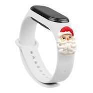 Strap Xmas for Xiaomi Mi Band 3 / 4 Christmas Silicone Bracelet Strap with Santa Claus - White, Hurtel