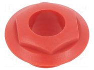 Nut with external thread; red; Jack socket; S4 CLIFF