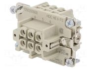 Connector: rectangular; female; HDC; PIN: 6; 24A; 500V; 6+PE; size 3 WEIDMÜLLER