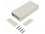 Enclosure: with panel; X: 66.5mm; Y: 140mm; Z: 28mm; ABS; light grey GAINTA