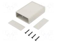 Enclosure: with panel; X: 66.5mm; Y: 92mm; Z: 28mm; ABS; light grey GAINTA