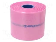 Protection bag; ESD; L: 250m; W: 200mm; Thk: 90um; polyetylene; pink EUROSTAT GROUP
