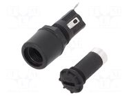 Fuse holder; 5x20mm; 250V; on panel; black; UL94V-0; -20÷85°C BULGIN