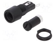 Fuse holder; 5x20mm; 250V; on panel; black; UL94V-0; -20÷85°C BULGIN