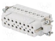 Connector: HDC; contact insert; female; C146; PIN: 16; 16+PE; 16A AMPHENOL