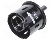 Hole saw; Ø: 68mm; wood,plastic,drywall,steel; Holder: hexagonal WOLFCRAFT