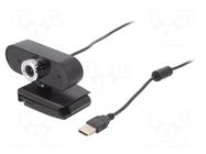 Webcam; black; USB; Full HD 1080p,PnP; 1.45m; clip; 60° LOGILINK