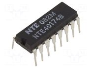 IC: digital; D flip-flop; Ch: 6; CMOS; THT; DIP16; 120uA NTE Electronics