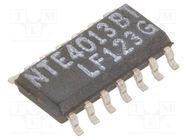 IC: digital; D flip-flop; Ch: 2; IN: 3; CMOS; SMD; SO14; 16uA; OUT: 1 NTE Electronics