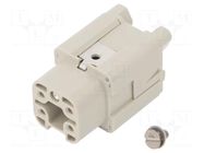 Connector: rectangular; female; HDC; PIN: 5; 16A; 600V; 4+PE; size 1 WEIDMÜLLER