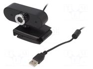 Webcam; black; USB; HD 720p,PnP; 1.45m; clip; 60° LOGILINK