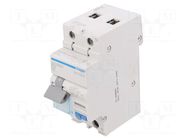 RCBO breaker; Inom: 25A; Ires: 30mA; Max surge current: 250A; IP20 HAGER