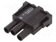 Connector: HDC; module; female; 1kV; PIN: 3; w/o contacts; 3.6mm AMPHENOL
