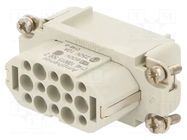 Connector: HDC; contact insert; female; 250V; PIN: 15; 15+PE AMPHENOL