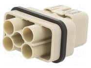 Connector: HDC; module; male; 400V; PIN: 6(4+2); 6+PE; w/o contacts AMPHENOL