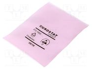Protection bag; ESD; L: 102mm; W: 76mm; Thk: 90um; polyetylene; pink EUROSTAT GROUP