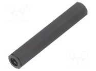 Screwed spacer sleeve; hexagonal; polyamide; M3; L: 11mm; black DREMEC