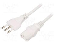 Cable; 3x1mm2; CEI 23-50 (L) plug,IEC C13 female; PVC; 3m; white LIAN DUNG