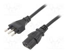 Cable; 3x0.75mm2; CEI 23-50 (L) plug,IEC C13 female; PVC; 1m LIAN DUNG
