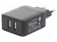 Power supply: switching; mains,plug-in; 5VDC; 2A; 10W; Out: USB x2 POS