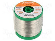 Soldering wire; tin; Sn99,3Cu0,7; 500um; 0.5kg; lead free; reel STANNOL