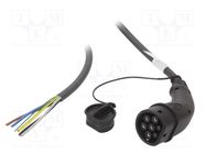 Cable: eMobility; 1x0.5mm2,5x6mm2; 480V; 22kW; IP44; wires,Type 2 HARTING