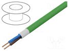 Wire; YTLY; 2x0.5mm2; round; stranded; Cu; textile; green; 150V; 50m ESPE