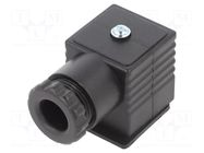 Plug for coil; PIN: 3; black; 0÷230V; IP65; A: 27mm; B: 28mm; C: 27mm PNEUMAT