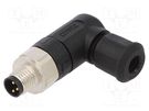 Connector: M8; male; PIN: 3; angled 90°; for cable; plug; IP67 CONEC