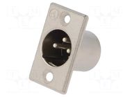 Connector: XLR; socket; male; PIN: 3; straight; soldering; silver NEUTRIK