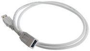 USB CABLE, 3.0 A PLUG-A RCPT, WHT, 3.3FT