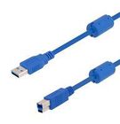 USB CABLE, 3.0 A PLUG-B PLUG, BLU, 6.6FT