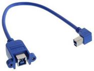 USB CABLE, 3.0 B PLUG-B RCPT, BLU, 11.8"