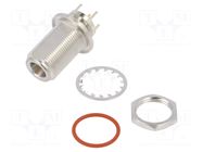 Connector: N; socket; female; straight; 50Ω; THT; gold-plated; PTFE AMPHENOL RF