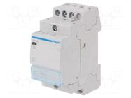 Contactor: 3-pole installation; 25A; 230VAC; NO x3; ESC; -10÷50°C HAGER