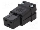 Connector: AC supply; plug; female; 20A; 250VAC; C19 (J); for cable SCHURTER