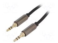 Cable; gold-plated; Jack 3.5mm 3pin plug,both sides; 1m; black 4CARMEDIA