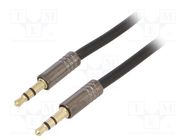 Cable; gold-plated; Jack 3.5mm 3pin plug,both sides; 2m; black 4CARMEDIA