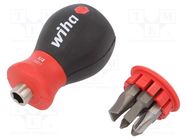Kit: screwdriver; 6pcs; Phillips,slot; Mounting: 1/4" (D6,3mm) WIHA