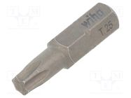 Screwdriver bit; Torx®; TX25; Overall len: 25mm; STANDARD WIHA