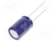 Capacitor: electrolytic; THT; 470uF; 35VDC; Ø10x16mm; Pitch: 5mm PANASONIC