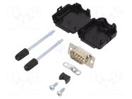 Connector: D-Sub; PIN: 9; plug; male; soldering; for cable; white ENCITECH