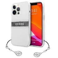 Guess GUHCP13LKB4GGR iPhone 13 Pro / 13 6,1" Transparent hardcase 4G Grey Strap Charm, Guess