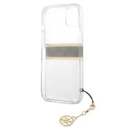 Guess GUHCP13SKB4GBR iPhone 13 mini 5.4" Transparent hardcase 4G Brown Strap Charm, Guess