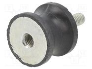 Vibration damper; M6; Ø: 25mm; rubber; L: 20mm; Thread len: 18mm ELESA+GANTER