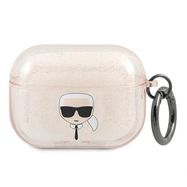 Karl Lagerfeld Glitter Karl&#39;s Head Case for AirPods Pro - Gold, Karl Lagerfeld