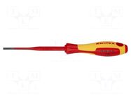 Screwdriver; insulated,slim; slot; 3.5x0.6mm; Blade length: 100mm KNIPEX