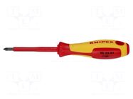 Screwdriver: insulated; Pozidriv®; PZ1; Blade length: 80mm; 1kVAC KNIPEX