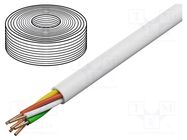 Wire; YTDY; 6x0.5mm; round; solid; Cu; PVC; white; Øcore: 0.5mm TECHNOKABEL
